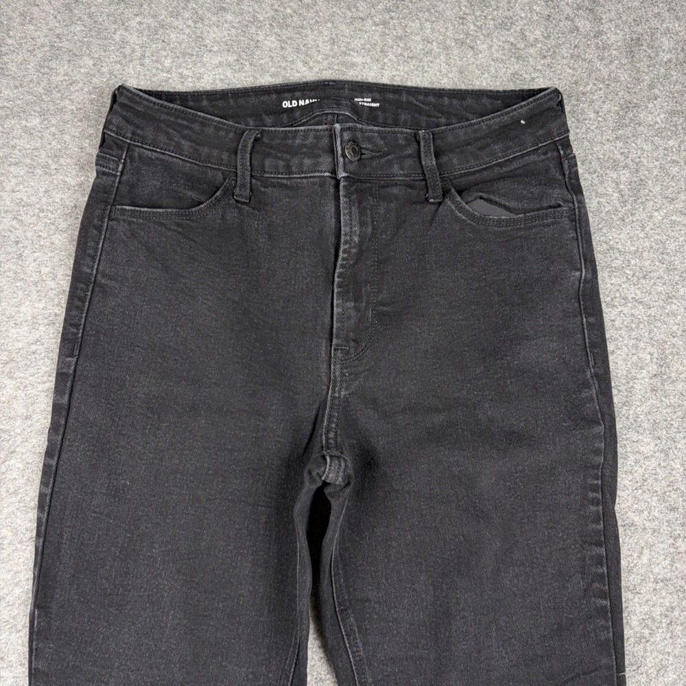 Old Navy Wow Straight Jeans Womens Size 8 High Rise Black Preppy Outdoor Denim